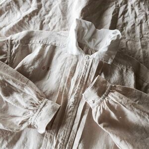 19世紀 フランス 手織シャンブルリネン 歓喜と清貧の画家へ ファーマーナイトシャツ アンティーク ワークシャツ ワンピース ヴィンテージ
