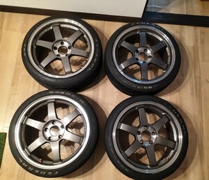 RAYS TE37SL 18インチ 9J+45 5穴 PCD114.3 Vボルクレーシング 4本 レイズ ホイール GRF STI