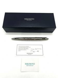 【インク出〇】MIKIMOTO　ミキモト　スライド式ボールペン　シルバー　青石　全長13.7cm