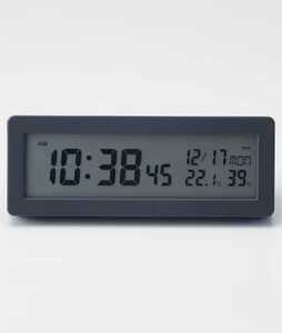 [新品]目覚まし時計/置時計/スヌーズ機能/カレンダー/温湿度計 無印良品 デジタル電波時計(大音量アラーム機能付) MJ-RDCLA(B) ブラック