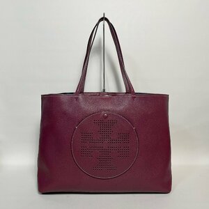 2404-18-1｜美品｜TORY BURCH トリーバーチ トートバッグ レザー ワインレッド パンチングレザー