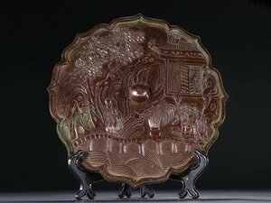 【安】漢時代 青銅器 人物紋銅鏡 中国古美術 古置物 古擺件 古董品 古美味 骨董品 424