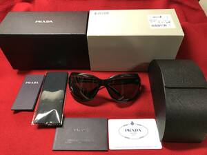 極美品★GACKT同型同色★PRADA サングラス SPR14G ブラック プラダ vartix原型 黒　メガネフレーム (２)