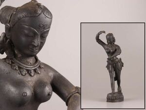 中国古玩 唐物 仏教美術 銅製 ブロンズ チベット仏 仏像 時代物 極上品 初だし品 C4476