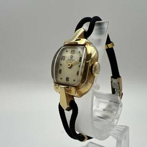 【現状稼働品】オメガ　OMEGA　レディース腕時計　14K GF L＆K　手巻き　ベルト　オメガ　18K GF 10/100　ゴールドカラー　アンティーク
