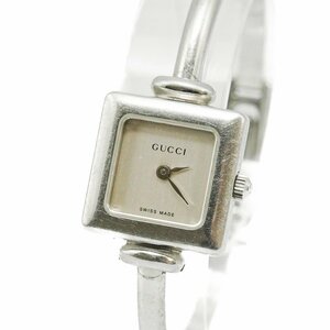 1円 稼働 GUCCI グッチ 1900L バングルウォッチ QZ クオーツ シルバー 銀文字盤 SS レディース 腕時計 スクエア ブランド 39320240423