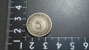 英領　海峡植民地　５セント硬貨　１９２０年　