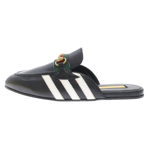 GUCCI グッチ ×adidas ホースビット 3ストライプレザーサンダル スリッパ 721481 ブラック