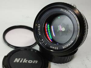 【外観・光学美品／動作良好】 ニコン Nikon Ai- NIKKOR 50mm f 1.4 ニコンの銘玉オールドニッコールレンズをお探しの方に！ #2427