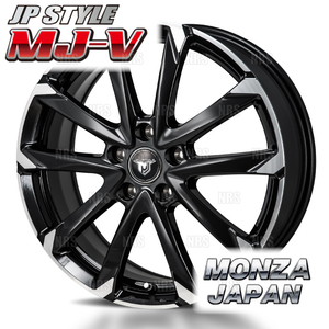 MONZA モンツァ JP STYLE MJ-V (2本セット) 4.00Bx13 インセット+45 PCD100 4穴 ブラックメタリック/ポリッシュ (MJV-401345-100-2S