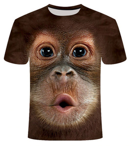 即決# 3Dプリント オランウータン画 おもしろTシャツ ネタＴ 動物柄 半袖 トップス S〜6XL サイズ選択あり
