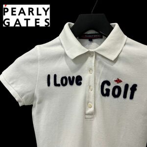 希少 ☆ PEARLY GATES パーリーゲイツ 20th アニバーサリーモデル 半袖 ポロシャツ 0 (S) レディース 白 日本製 人気 ゴルフウェア