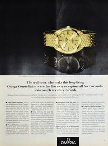 稀少・時計広告！1965年オメガ 時計広告/Omega Constellation Chronometer Watch/Swiss/Y