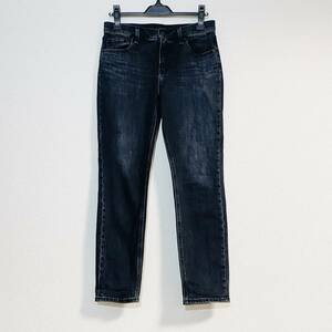 【USED】ユニクロ レディース スリム ストレート デニム ブラック 26インチ (66cm) UNIQLO ジーンズ ジーパン