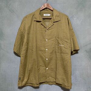 TIGHTBOOTH タイトブース TBPR RHOMBUS SHIRT シアサッカー 小紋 総柄 オーバーサイズ オープンカラー シャツ size.L イエロー アロハ