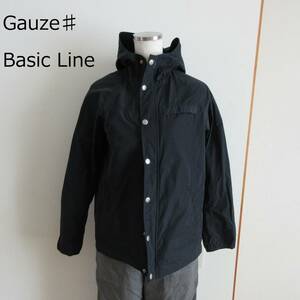 Gauze♯★Basic Line ブラック　ダブルジップフード付きパーカー　　