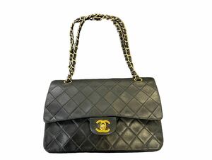 シャネル CHANEL ココマーク ショルダーバッグ マトラムスキン ゴールド金具 ダブルフラップ チェーンショルダーバッグ 黒 