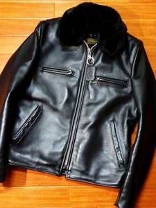 VANSON バンソン シングル ライダース ジャケット 9D バックドロップ 別注 ボア襟 ブラック with ファー 超美品 B C C2 RJP D STAR ENF