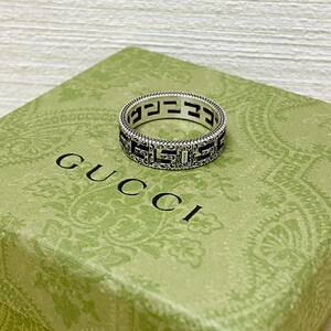 美品 GUCCI グッチ スクエアG リング AG925 刻印23号 箱付 ブランド品 アクセサリー 指輪 シルバー 銀 中古品