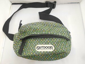 【OUTDOOR　PRODUCTS】アウトドアプロダクツ　ボディーバッグ・ウエストバッグ　グリーン　幾何学模様　ナイロン　SY02-BWZ