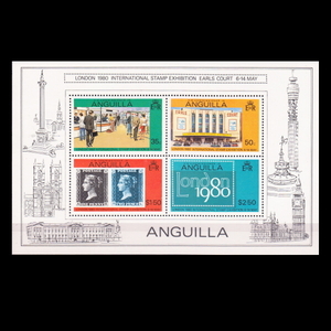■アンギラ切手　1980年　ロンドン国際切手展　4種シート
