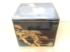 【管YO0306】正峰 筆 金蒔絵 漆塗 漆器 双鶴と松 三段重箱