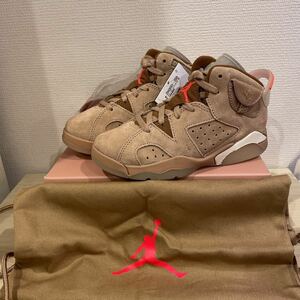 新品未使用18.0cm Travis Scott × Nike PS Air Jordan 6 British Khaki トラヴィス・スコット × ナイキ AJ6 カーキ DH0693-200