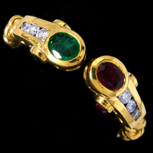 78862-235【Candame】Ruby Emerald 絶品Diamond 18K Ring SPAIN