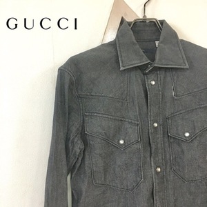 【送料無料】GUCCI　グッチ　メンズ　トップス　デニム　長袖シャツ　グレー