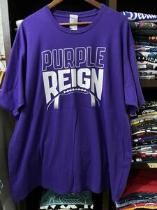 ★USA古着　バックプリント　ラグビー　白プリント　Ｔシャツ 紫　purple 3XL 大きいサイズ