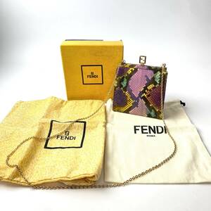 フェンディ FENDI チェーン ウォレット パイソン がま口 財布