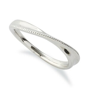 指輪 18金 ホワイトゴールド ミル打ちラインのウェーブリング 幅2.7mm