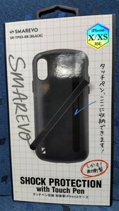 SMAREVO iPhoneX/XS タッチペン付 耐衝撃 スマホケース ブラック 黒