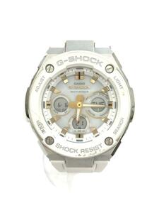 CASIO◆ソーラー腕時計・G-SHOCK/デジアナ/ラバー/WHT/WHT