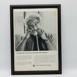 『 ベル テレフォン システム 』ビンテージ 広告　60年代　フレーム 付 ポスター 当時物 LIFE 雑誌 アンティーク BELL TELEPHONE SYSTEM