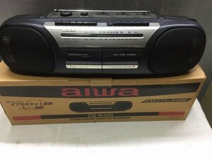 ●aiwa アイワ ラジカセ CS-W520 ダブルカセット搭載 FM/AM ステレオ ラジオ カセットレコーダー[RE左10]