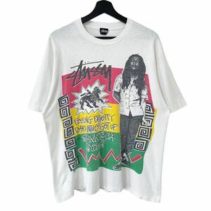 ■激レア■80s USA製 OLD STUSSY BOB MARLEY ラスタ Tシャツ XL 相当 オールド ステューシー ボブマーリー 黒タグ クラウン ビンテージ