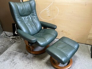 ○北欧 ノルウェー Ekornes エコーネス リクライニングチェア & オットマン stressless Consul M コンサル 総本革 リクライニングソファ ③