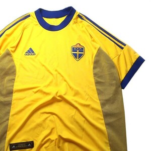 日韓W杯! adidas スウェーデン代表 2002年 サッカー 半袖 ゲームシャツ ユニフォーム ホーム イエロー 黄色 大きいサイズ メンズ 希少