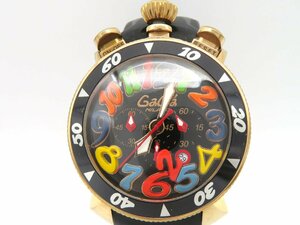 1円◆稼働◆ ガガミラノ ＭＭ４８ ブラック クオーツ メンズ 腕時計 M39001