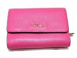 フルラ バビロン コンパクト 3つ折り 財布 ☆ 943343 ショッキングピンク レザー レディース L字ファスナー FURLA ▼ 小物 5F6DS