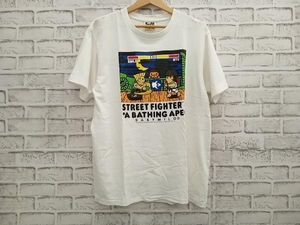 【コラボT】A BATHING APE ア ベイシング エイプ Street Fighter 半袖 プリントTシャツ サイズM ホワイト系 店舗受取可