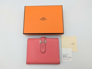 j627505 エルメス HERMES ベアンコンパクト ローズリップスティック A刻印 財布 ウォレット レディース 中古品