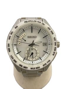 SEIKO◆ソーラー腕時計/アナログ/WHT/SLV/8B54-0BC0