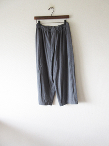 美品 mizuiro ind / ミズイロインド フロントタックストレッチイージーパンツ GRAY * レディース クロップドパンツ