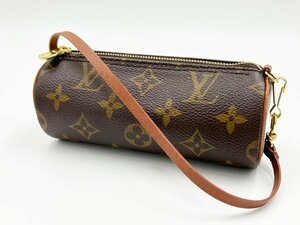 １円 LOUIS VUITTON ルイウ゛ィトン モノグラム パピヨン用 ポーチ 付属品 小型 筒形 ゴールド金具 美品