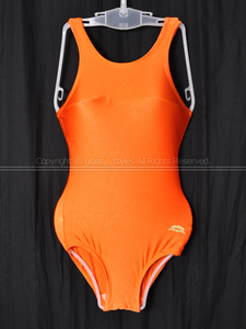 L1207-58■美品 富士ヨット YACHT 女子スイミングスポーツ水着 SSW43 オレンジ 140