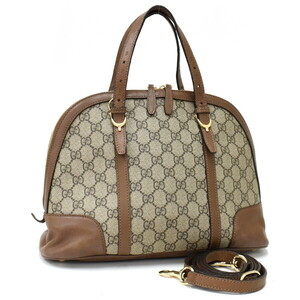 1円 ◎美品 GUCCI グッチ 2wayバッグ ショルダー 309617 グッチニース GGスプリーム レザー ブラウン◎E.Cll.hP-08