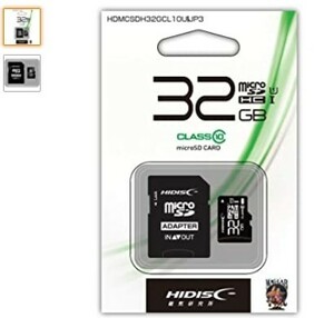HIDISC microSDHC CARD 32GB CLASS10 UHS-1 SDADAPTER WITH CASE HDMCSDH32GCL10UIJP3 NO3
