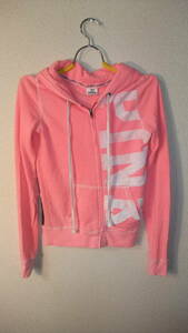 ★VICTORIAS SECRET★PINK HOODIE with ZipperビクトリアシークレットピンクジップアップパーカーフーディーサイズXSアメリカUSED IN JAPAN